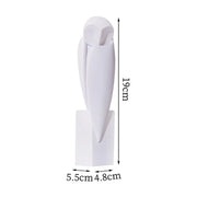 Resin Owl Statue Abstract Art Shelf Decoration Owl Figurine Owl Sculpture Handicraft for Mantel, Bookshelves, Cafe White