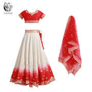 Traditional Dress Indian Dance Dress Ethnic Style Women's Sari Dance Dress Scarf Top Large Swing Skirt Lengha Set Indian Saree