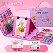 208 - Piece Pink Kids' Art Set with Easel - Includes Drawing Book & Sketch Copy, Ideal for Young Artists