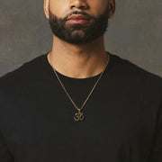 Cool Punk Stainless Steel Om Necklaces for Men Jewelry Solid Metal Aum Pendant Gifts to Male Boy