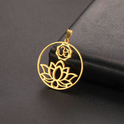 EUEAVAN 5pcs Unalome Lotus Flower Pendant Buddha Buddhism Om Yoga Charms Necklace Earrings Amulet Jewelry Making Supplies DIY