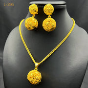 Dubai Ball 24k Gold Plated Jewelry Sets for Women Indian Bridal Costume Necklace Earrings Sets Nigerian Wedding Party Gifts
