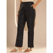 મહિલાઓનો કાળો જેક્વાર્ડ કુર્તા પંત દુપટ્ટો 3-પીસીએસ સેટ ઉત્સવના ઔપચારિક વસ્ત્રો માટે ભવ્ય ભારતીય વંશીય સુટ પાકિસ્તાની ડ્રેસ