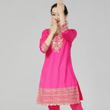 Indian Women's Pure Cotton Long Sleeved Top Embroidery Craft Pakistan Traditional Top Wear Sleeved Ethnic Clothing