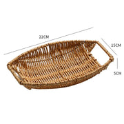 Creative Fruit Plate Imitation Rattan Woven Retro Living Room Snack Storage and Placement Square Afternoon Tea Heart Plate