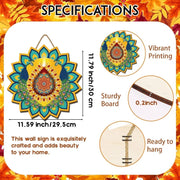Diwali Decorations for Home – Festive Wooden Door Sign with Indian Motifs for Deepawali, Weddings of Lights Celebrations