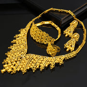 XUHUANG Luxury Dubai Crystal Gold Color Necklace Sets For Women Wedding African Jewelry Set Indian Jewellery Anniversary Gifts