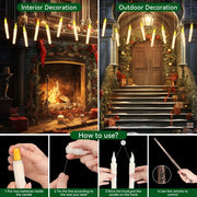 12-48Pcs Floating Candles with Magic Wand Flickering Warm Light LED Flameless Candle Taper Candles for Christmas Wedding Party