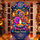 Diwali Decoration Party Background  Indian Diwali Peacock Candle Party Supplies Door Decoration Festival Door Cover Backdrop