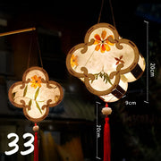 ચંદ્ર ઉત્સવ રેબિટ લાઇટ મધ્ય પાનખર ઉત્સવ ફાનસ બનાવવાનું DIY મટીરીયલ રેટ્રો પોર્ટેબલ પેલેસ ફાનસ ફૂલ કાગળ ફાનસ