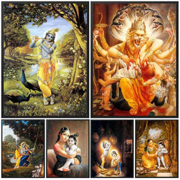 Narasimha Krishna Hinduism Wall Art Canvas Paintings  Indian Religion Posters  Prints for Living Room Decor  Spiritual Wall Pict