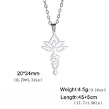 Skyrim Lotus Flower Yoga Om Unalome Pendant Necklace Stainless Steel Neck Chain for Women Buddhism Mandala Amulet Jewelry Gift