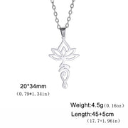 Skyrim Lotus Flower Yoga Om Unalome Pendant Necklace Stainless Steel Neck Chain for Women Buddhism Mandala Amulet Jewelry Gift