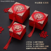 50pcs Retro Red Chinese Style Candy Boxes Wedding Gifts for Guests Mariage Paper Chocolate Packaging Box Boite Gateau Mariage