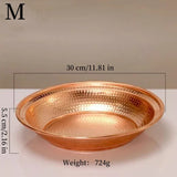 Buddhist Fruit Plate,Engraving Copper Hammer Altars Saucer,Brass Auspicious Tibetan Offering Buddha Plate,Buddhism Items,43cm