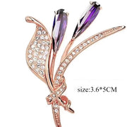 Luxury Lily Flower Brooches Women's Exquisite Crystal Bouquet Plant Corsage Pin Suit Jewelry Accessories