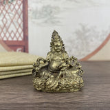 Tibetan Patron Saint Figurines Home Decoration Crafts Antique Four-armed Avalokitesvara Bidhisattva Statue Desk Ornaments