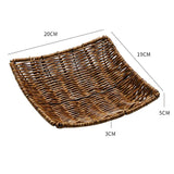 Creative Fruit Plate Imitation Rattan Woven Retro Living Room Snack Storage and Placement Square Afternoon Tea Heart Plate