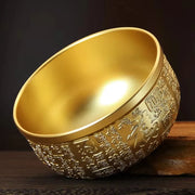 કોતરણી કાંસ્ય તાંબાના પીવાના બાઉલ શુભ તિબેટીયન પવિત્ર પાણી દૂધ ચા કપ ગોલ્ડન બૌદ્ધ 10 સેમી બાઉલ હોમ્સ ગિફ્ટ ડેકોરેટિવ