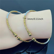 2 Pcs Bangles For Women Indian Jewelry Gold Two Tones Bracelets Dubai African Moroccan