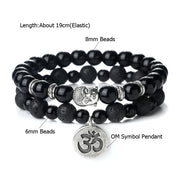 Natural Stone Bracelet Set Men Vintage Ethnic Buddha Braclets Charm OM Symbol Bangles Friendship Women Yoga Healing Jewelry Gift
