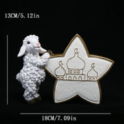1pc, Adorable Ramadan Lamb Decoration - Unique Resin Desktop Figurine with Creative Design, Durable Construction, and Compact Si