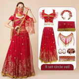 મહિલા ઉત્સવ હેલોવીન કોસ્પ્લે બેલી ડાન્સ ટોપ ડ્રેસ એડલ્ટ ઇન્ડિયન આરબ જાસ્મીન સાડી ફેન્ટસી રેવ બોલિવૂડ આઉટફિટ કોસ્ચ્યુમ સૂટ