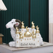 1pc, Adorable Ramadan Lamb Decoration - Unique Resin Desktop Figurine with Creative Design, Durable Construction, and Compact Si