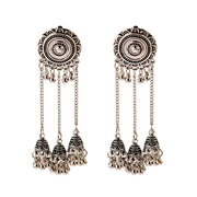 Retro Bollywood Oxidized Women Jhumka Indian Earrings Femmes 2020 Ethnic Gold Silver Color Afghan Bell Long Tassel Drop Earrings