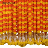 Long Strands Artificial Marigold Garland Pooja Diwali Fiesta Indian Décor Pooja Marigold Flowers Reusable 1.5m