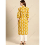 Women's Indian Style Cotton Printed Tunic Top Blouse with 3/4 Sleeves and Mandarin Collar India Dress Kurta Kurti