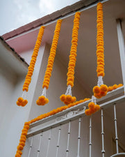 5 Pcs of 5 Feet Long Strands Artificial Marigold Flower Garlands Gulchadi for Diwali Traditional Indian Decor Home Christmas