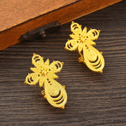 Saudi Arabia Classical Ethiopian Gold Plated Bridal Jewelry Sets Necklace Earrings Ring Gifts Wedding Jewellery Set For Women