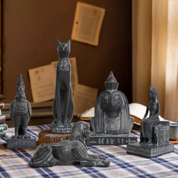 ઇજિપ્તીયન રાણી સ્ફિન્ક્સ પ્રતિમા ભારતીય સાંસ્કૃતિક રેઝિન ડેસ્કટોપ સજાવટ સેટ ઉત્સવના વાતાવરણ ગૃહ સજાવટ આદર્શ હસ્તકલા ભેટ