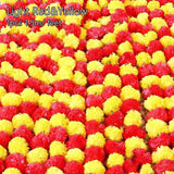 Long Strands Artificial Marigold Garland Pooja Diwali Fiesta Indian Décor Pooja Marigold Flowers Reusable 1.5m