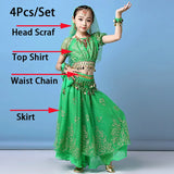 4pcs/set New Kids Belly Dance Costume Set Oriental Indian Dancing Costumes Belly Dance Wear Dress Indian Clothes for Girls