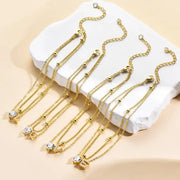 Ankle Bracelets for Women Waterproof 14K Gold Plated CZ Initial Dainty Layered Heart Anklets Foot Chain Summer Beach Jewelry