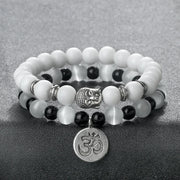 Natural Stone Bracelet Set Men Vintage Ethnic Buddha Braclets Charm OM Symbol Bangles Friendship Women Yoga Healing Jewelry Gift