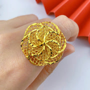 XUHUANG Dubai Gold Color Rings For Women Wedding Africa Bride Indian Fashion Hawaiian Jewelry Party Gifts New Style