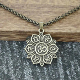 OHM OM AUM Yoga Lotus Flower Buddha Pendant Necklace For Women Religious Mandala Buddhism Jewelry