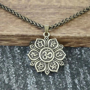 OHM OM AUM Yoga Lotus Flower Buddha Pendant Necklace For Women Religious Mandala Buddhism Jewelry