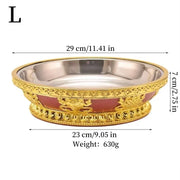 Tibetan Fruit Altars Plate,Multi-size Resin Stainless Steel Circle Saucer,Buddhist Offering Holy Plate,Buddhism Religious Items