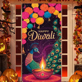 Diwali Decoration Party Background  Indian Diwali Peacock Candle Party Supplies Door Decoration Festival Door Cover Backdrop