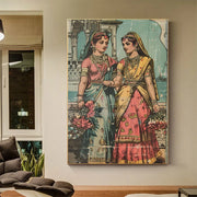 ભારતીય છોકરીના પોસ્ટર મુઘલ પ્રેરિત પરંપરાગત ભારતીય પાકિસ્તાની આર્ટ પ્રિન્ટ કેનવાસ પેઇન્ટિંગ વોલ આર્ટ પિક્ચર્સ હોમ રૂમ ડેકોર