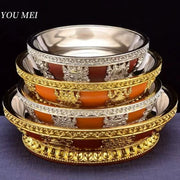 Tibetan Fruit Altars Plate,Multi-size Resin Stainless Steel Circle Saucer,Buddhist Offering Holy Plate,Buddhism Religious Items