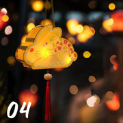 ચંદ્ર ઉત્સવ રેબિટ લાઇટ મધ્ય પાનખર ઉત્સવ ફાનસ બનાવવાનું DIY મટીરીયલ રેટ્રો પોર્ટેબલ પેલેસ ફાનસ ફૂલ કાગળ ફાનસ