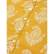 Women's Indian Style Cotton Printed Tunic Top Blouse with 3/4 Sleeves and Mandarin Collar India Dress Kurta Kurti