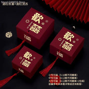 50pcs Retro Red Chinese Style Candy Boxes Wedding Gifts for Guests Mariage Paper Chocolate Packaging Box Boite Gateau Mariage