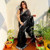 Indian Saree Dress for Women Ethnic Party Costume Traditional Sari Wedding Reception/Bharatanatyam Dance Performance No Tops