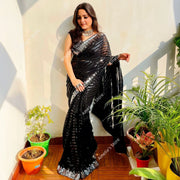 Indian Saree Dress for Women Ethnic Party Costume Traditional Sari Wedding Reception/Bharatanatyam Dance Performance No Tops